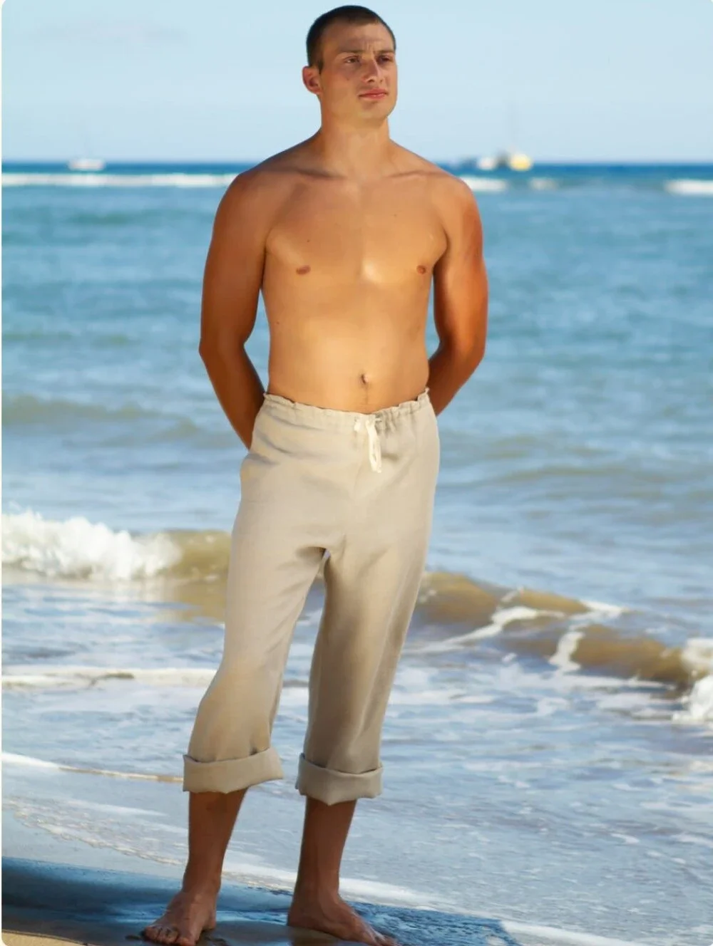 Island Imposter Natural Linen Riviera Pant- M (32 - 35)
